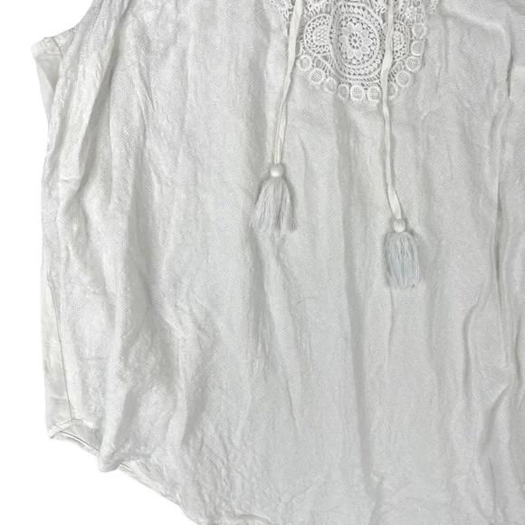 Torrid Top 2X Crochet Detail Lace Up Tank White Tassel Tie Flowy Sleeveless - Picture 3 of 12